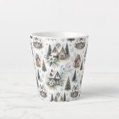 Winter Cottage Snowfall Pattern Latte Mok (Voorkant)