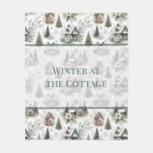 Winter Cottage Snowfall Words Fleece Deken (Voorkant)