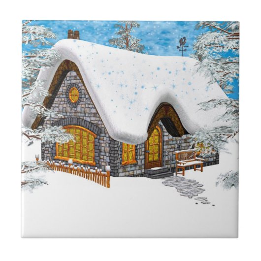 Winter Cottage Tegeltje (Voorkant)