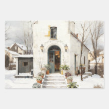 Winter Cottage Vetplant Inpakpapier