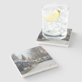 Winter Cottages - Martha's wijngaard Stenen Onderzetter (Zijkant)