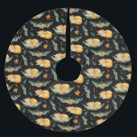 Winter Cottcore Sleeping Fox Black Kerstboom Rok<br><div class="desc">Whimsical en zoet,  dit winterkwartkeresthetisch waterverf patroon van cotttdesson bevat gekrulde slaapvossen met bosgrond op zwarte achtergrond. Een mooie toevoeging voor de Feestdagen</div>