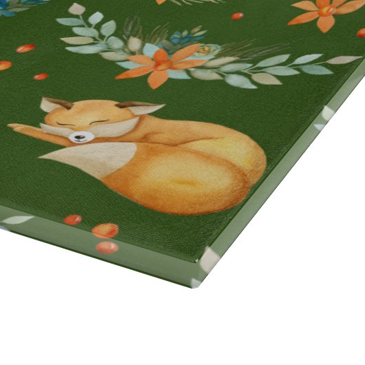 Winter Cottcore Sleeping Fox Green Serving Tra Snijplank (Hoek)