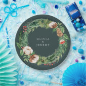Winter Cotton and Greens Mongram Wedding Papieren Bordje (Feest)