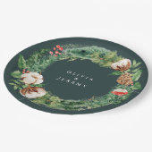 Winter Cotton and Greens Mongram Wedding Papieren Bordje (Gekanteld)