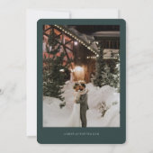 Winter Cotton and Greens Photo Wedding Kaart (Achterkant)