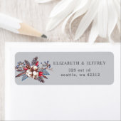 Winter Cotton Dusty Blue Red Berries bruiloft Etiket (Insitu)