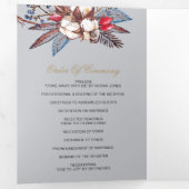 Winter Cotton Dusty Blue Red Berries Wedding Drieluik Programma (Binnenzijde eerst)