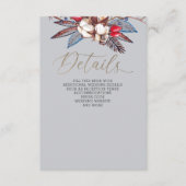 Winter Cotton Dusty Blue Red Berries Wedding Informatiekaartje (Voorkant)
