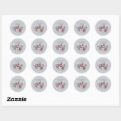 Winter Cotton Dusty Blue Red Berries Wedding Ronde Sticker (Vel)
