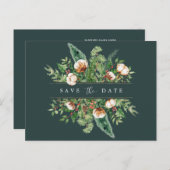 Winter Cotton en Greens Save the Date Briefkaart (Voorkant / Achterkant)