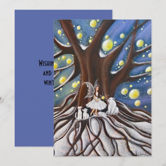 Winter Council Whimsical Art Feestdagenkaart (Voorkant / Achterkant)