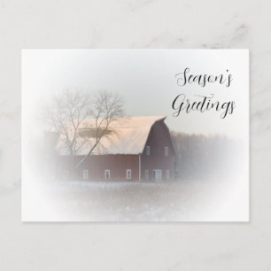 Winter Country Barn Business Seasons Greetings Feestdagenkaart