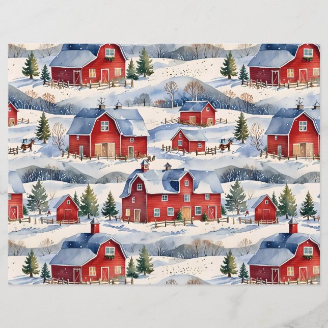 Winter Country Farm & Rode Schuren (Voorkant)