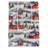 Winter Country Farm & Rode Schuren Medium Cadeauzakje (Achterkant)