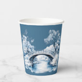 Winter Country Water Stream Bridge bruiloft Papieren Bekers (Achterkant)