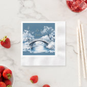 Winter Country Water Stream Bridge bruiloft Servet (Insitu)