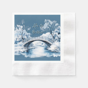 Winter Country Water Stream Bridge bruiloft Servet