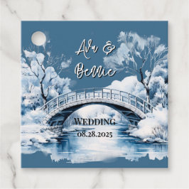 Winter Country Water Stream Brug Bruiloft  Bedankjes Labels