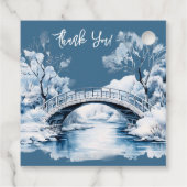 Winter Country Water Stream Brug Bruiloft  Bedankjes Labels (Achterkant)