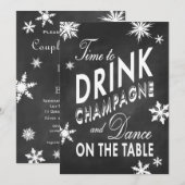 Winter Couple's Shower Time to Drink Champagne Kaart (Voorkant / Achterkant)