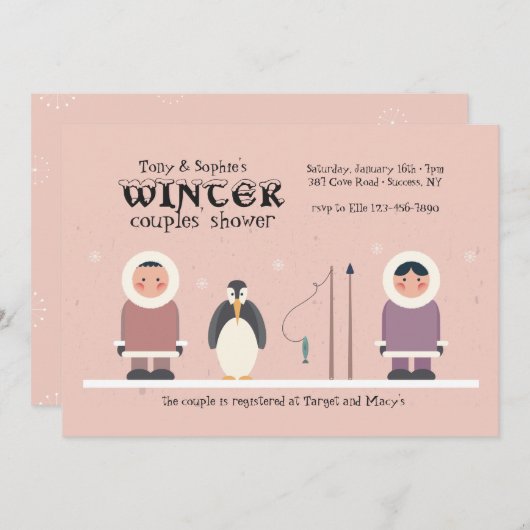 Winter Couples'Shower Invitation Kaart (Voorkant / Achterkant)