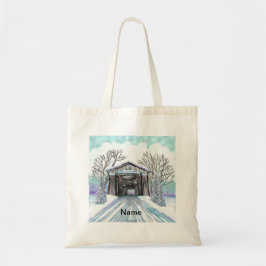 Winter Covered Bridge Canvas tas