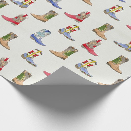 Winter Cowboy Boots Wrapping Paper Cadeaupapier (Hoek)