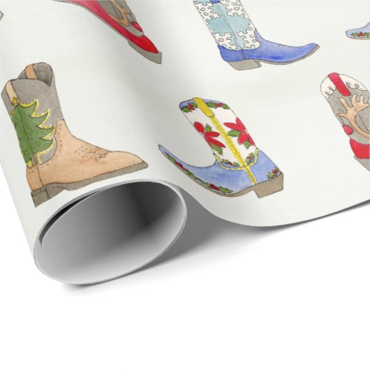 Winter Cowboy Boots Wrapping Paper Cadeaupapier (Rol Hoek)