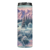 Winter Cowboy Horse Mountain Reflection Thermosbeker (Achterkant)