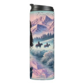 Winter Cowboy Horse Mountain Reflection Thermosbeker (Geroteerd rechts)