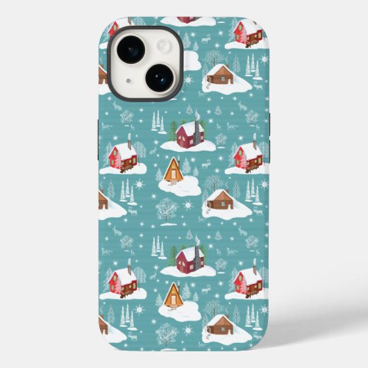 Winter Cozy Cabin Patroon Case-Mate iPhone Case (Achterkant)