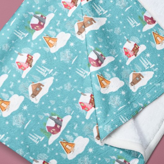 Winter Cozy Cabin Patroon Fleece Deken