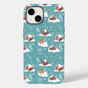 Winter Cozy Cabin Pattern Case-Mate iPhone 14 Hoesje