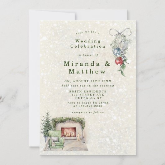Winter Cozy Living Room Wedding Invitations (Voorkant)