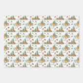 Winter Cozy Natuur Fox Rabbit Birds Pine Cones Inpakpapier Vel (Voorkant 3)