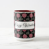 Winter Cozy Roses Floral Coffee Mug Tweekleurige Koffiemok (Center)