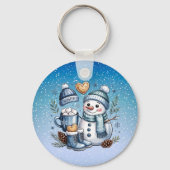 Winter Cozy Sneeuwman Sleutelhanger (Voorkant)