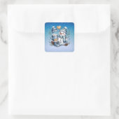 Winter Cozy Sneeuwman Vierkante Sticker (Tas)