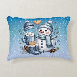 Winter Cozy Snowman Accent Kussen