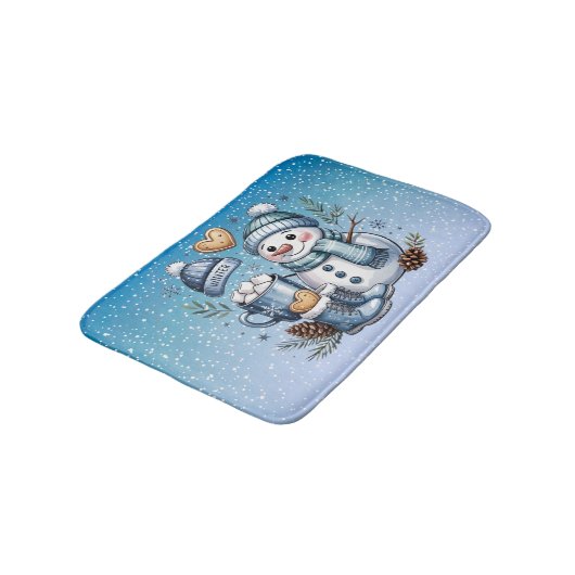 Winter Cozy Snowman Badmat (Gekanteld)