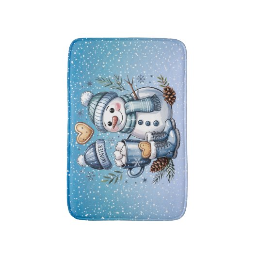 Winter Cozy Snowman Badmat (Voorkant Verticaal)