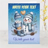 Winter Cozy Snowman Kaart (Gele Bloem)
