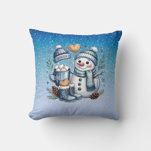Winter Cozy Snowman Kussen (Voorkant)