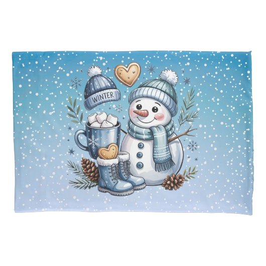 Winter Cozy Snowman Kussensloop (Voorkant)