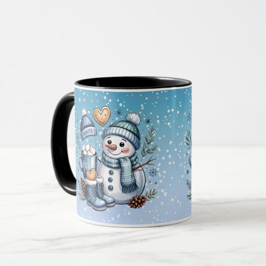 Winter Cozy Snowman Mok (Voorkant links)