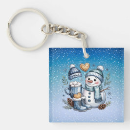 Winter Cozy Snowman Sleutelhanger