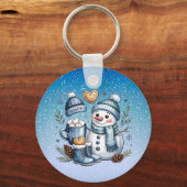 Winter Cozy Snowman Sleutelhanger (Voorkant)