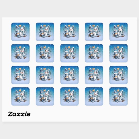 Winter Cozy Snowman Vierkante Sticker (Vel)