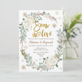 Winter Creamy Floral Snow in Love Couples Shower Kaart (Staand voorkant)
